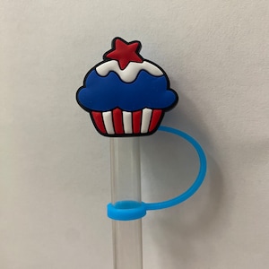 Red, White and Blue Cupcake Straw Topper for 10 mm Straws