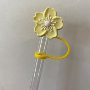 Yellow Cherry Blossom Flower Straw Topper for 10 mm Straws
