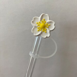 White Cherry Blossom Flower Straw Topper for 10 mm Straws