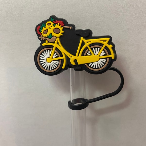 Bike with Flowers Straw Topper for 10 mm Straws