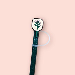 Pickleball Paddle with Flowers Straw Topper for 10 mm Straws