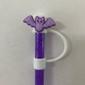 1 Deluxe Purple Bat Straw Topper for 10 mm Straws