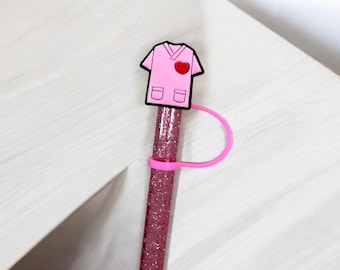 Pink Nurse Straw Topper for 10 mm Straws