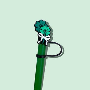 Lucky Clovers with Bow Straw Topper for 10 mm Straws