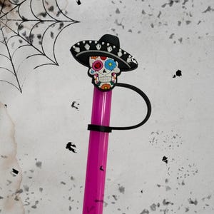 Sugar Skull Straw Topper for 10 mm Straws