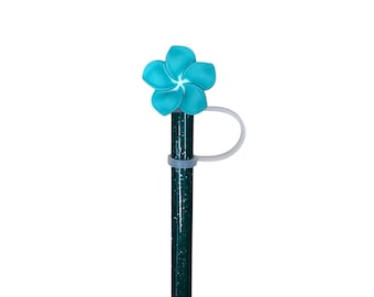 Turquoise Butter Flower Straw Topper for 10 mm Straws