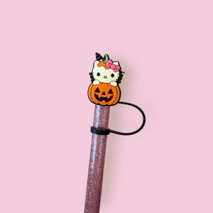 Kitty Pumpkin Straw Topper for 10 mm Straws