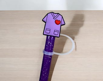 Purple Nurse Straw Topper for 10 mm Straws