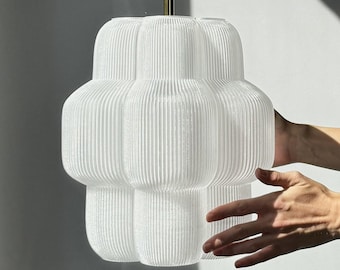 Luminária pendente orgânica grande branca, peça de destaque na iluminação, luminária de teto escultural moderna, iluminação de design.