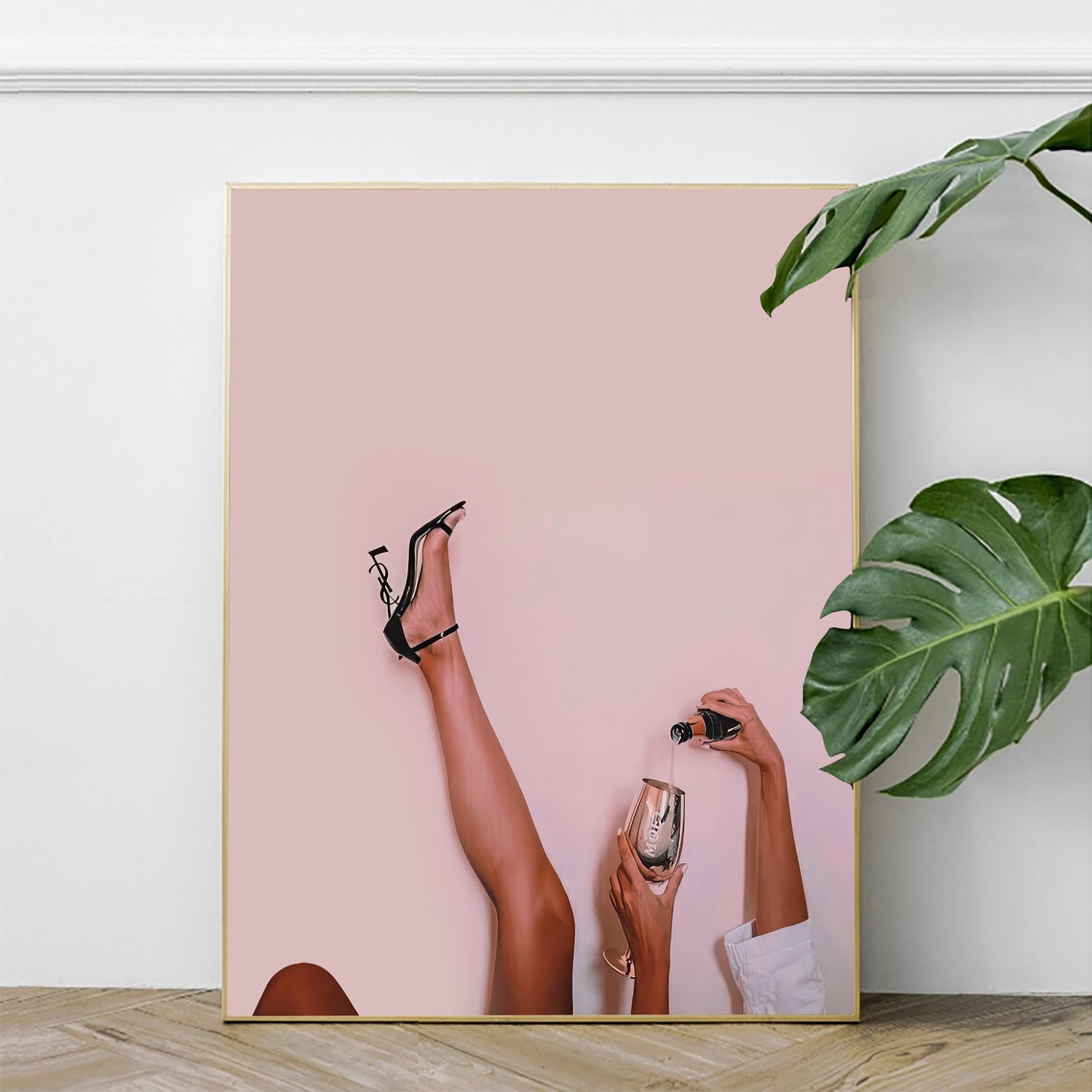 Retro Champagne Poster-trendy Champagne Print-bar Cart Art-funky Wall ... - Retro Champagne Apartment Decor Inspiration