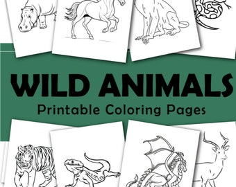 wild animal Colouring book | 26 Pages | Cute Colouring Pages | For Kids and Adults | Digital Download | 720x900