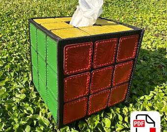 Capa de caixa de lenços de papel em couro para cubo mágico (PDF) - Download do modelo padrão