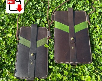 Slim Leather Cell Phone Pouch / Crossbody Bag / Phone Case PDF Download Pattern Template