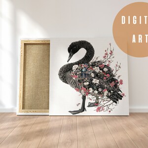 PRINTABLE Black Swan flowers Wall Art, Black Swan Photo, Black Swan Art, Black Swan Art Print, Animal Poster, Black Swan Digital Download