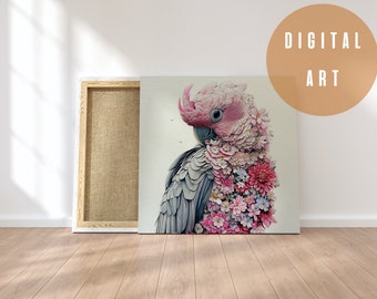 PRINTABLE Galah flowers Wall Art, Galah, Galah Photo, Galah Art, Galah Art Print, Animal Poster, Animal Canvas, Digital Download