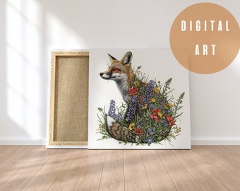 IMPRIMIBLE flores de zorro Arte de pared, Foto de zorro, Amante del zorro, Arte de la pared del zorro, Arte del zorro, Cartel de animales, Descarga digital del zorro, Zorro, Zorro lindo