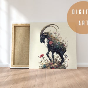 PRINTABLE Baby Goat Flower Wall Art, Goat Photo, Cute Goat, Goat Lover, Goat Wall Art, Goat Art, Animal Poster, Animal Wall Art