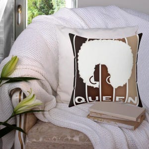 Black Queen Vibes Square Pillow-Afrocentric Pillow, Black-Themed Pillow. Inspirational, African-American Décor