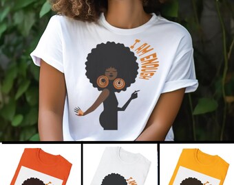 Jag är tillräckligt - Bekräftelse-T-shirt för svarta kvinnor, inspirerande citat-T-shirt, svart kvinnakonst, Empowerment-T-shirt, självkärleksgåva, motiverande