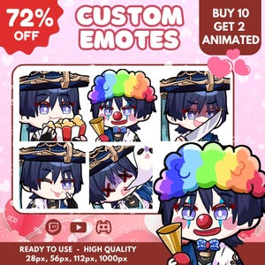 Emote Twitch personalizzate - Emote animate - Emote digitali - Emote adesivi - Emote Fgo - Emote server - Emote Vivi - Emote Furret - Emote
