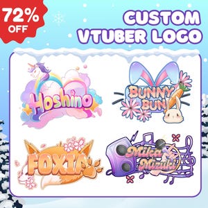 Custom Vtuber Logo | Custom Vtuber Logo Text | Chibi Vtuber Logo | Kawaii Logo | PNGtuber Logo | Cute Logo | PNGTuber Logo | Streamers Logo