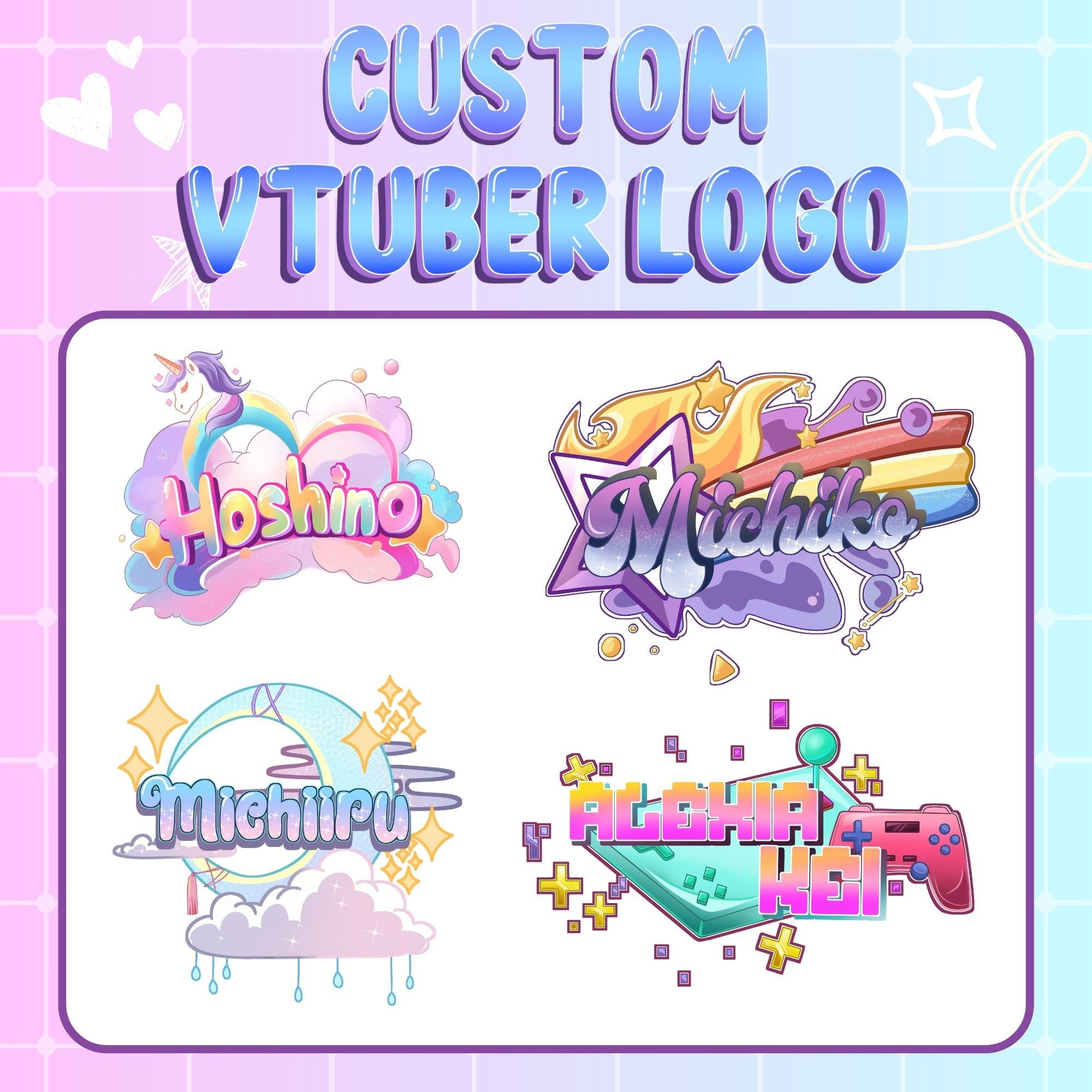 Custom Vtuber Logo Custom Vtuber Logo Text Chibi Vtuber Logo Kawaii