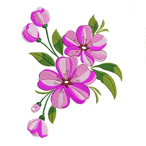 Floral embroidery, flower embroidery design, flowers machine embroidery design, digital embroidery pattern, pink flower embroidery