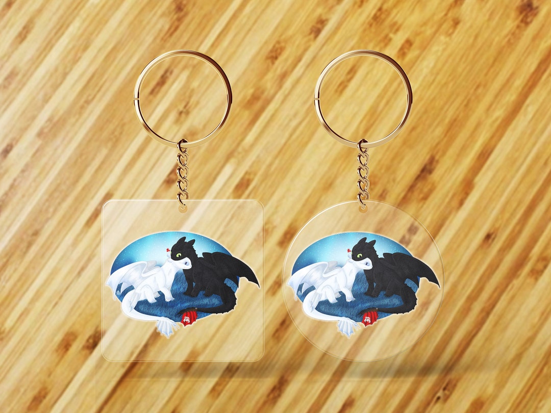 Custom Shape Night Fury and Light Fury Acrylic Key Chain, Toothless