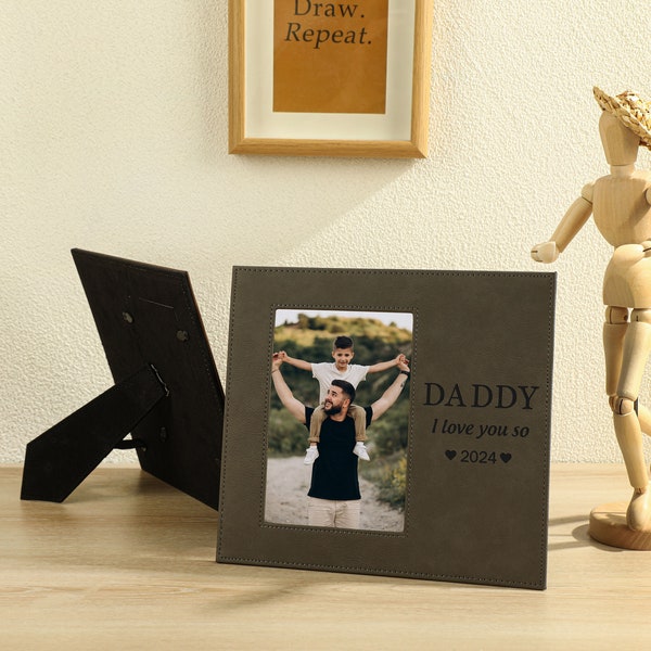 Leather Picture Frame, Fathers Day Gifts, Customized Photo Frame, Leather Anniversary Gift, Best Dad Ever, Gift for Dad, Leather Frame Only