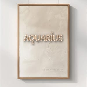 Waterman – Born Different muurkunstposter, moderne dierenriemprint digitale download, minimaal neutraal interieur, cadeau Waterman