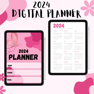 2024 Digital planner, 2024 digital calendar, pink planner/calendar