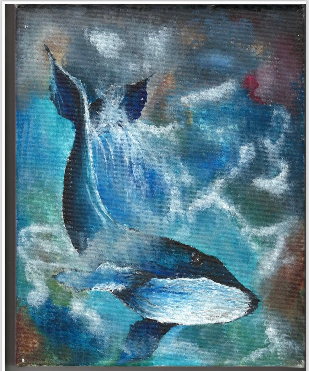 Original Painting ‘whale on a Canvas’ - Etsy