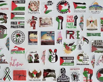 Free Palestine Free Gaza Stickers - Variety (50 pack) - Each sticker is unique! | Palestine Sticker Pack Bulk - Sticker Set #1