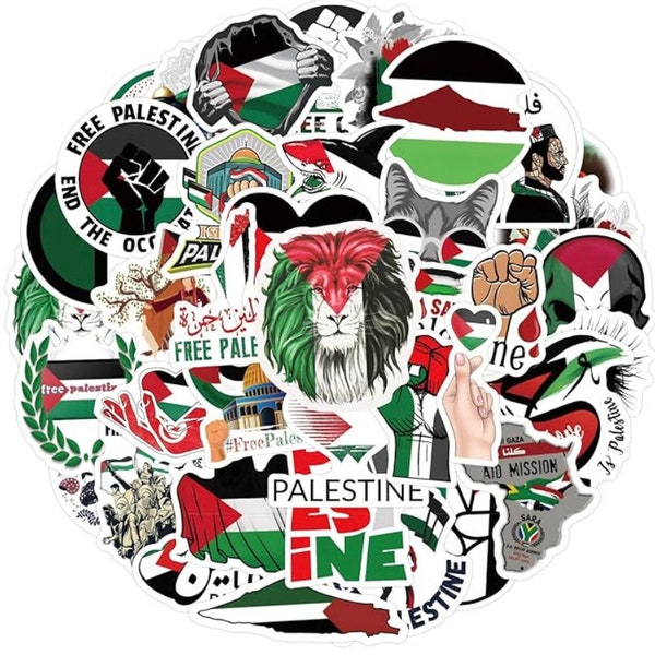 Palestine Sticker Pack | 50 Stickers | Each Sticker is Unique | Free Palestine Variety Pack Stickers - Great Decals for Any Items!
