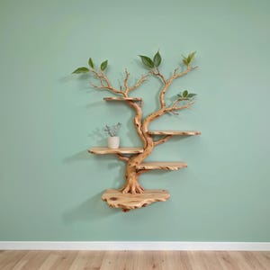 Natural wood bookshelf floating shelf solid wood driftwood shelving bookshelves wall mount tree shelves art decor for living room