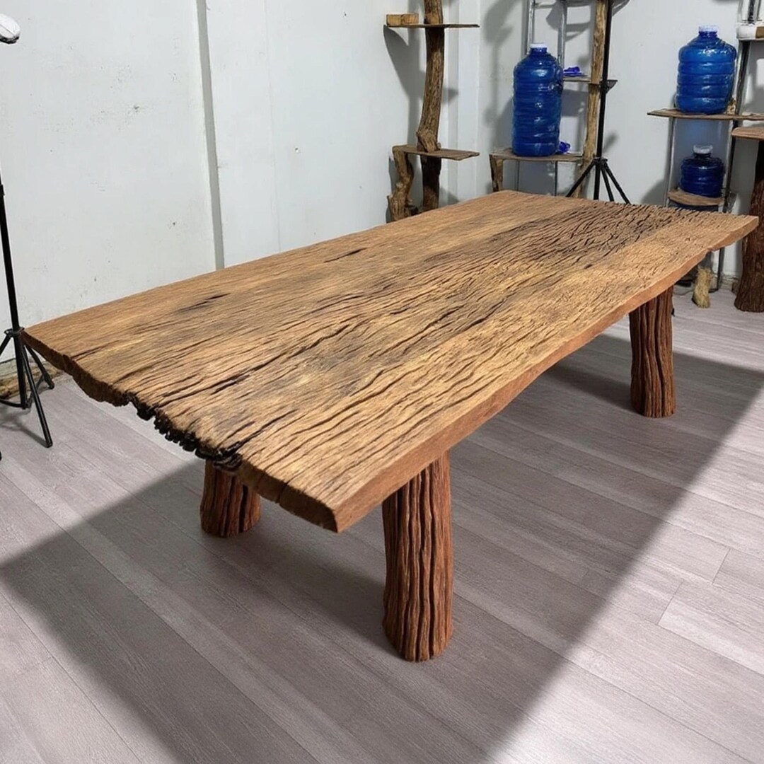 Rustic Large Coffee Table Wood Table Top Teak Outdoor Table Art Unique ...