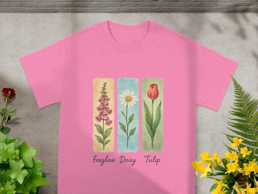 Foxglove Daisy Tulip Flowers T-shirt, Subtle Trump Tee, Floral
