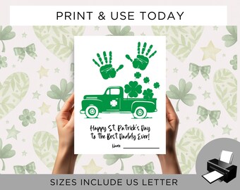St Patrick's Day Handprint Art, Printable Handprint Footprint Craft, Printable Activity Baby, Toddler, Preschool Daycare Keepsake Memory
