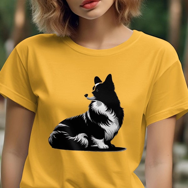 Black and White Corgi Dog T-Shirt, Graphic Tee for Dog Lovers, Unisex Cotton Shirt, Pet Lover Gift, Cardigan Welsh Corgi Shirt, Corgi Lover