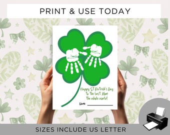 St Patrick's Day Handprint Art, St Patrick's Day Handprint Craft, Printable Activity Babies, Toddlers, Preschool Activity, Daycare Activity