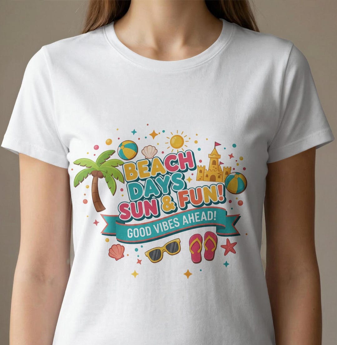 Beach Days Sun Fun T-shirt Digital PNG Design Good Vibes Ahead Summer ...