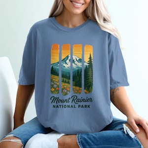 Mount Rainier T-Shirt, National Park Comfort Colors Tee, Mountain Graphic, Outdoor Apparel, Hiking Shirt, Adventure Gift, Nature Lover Gift