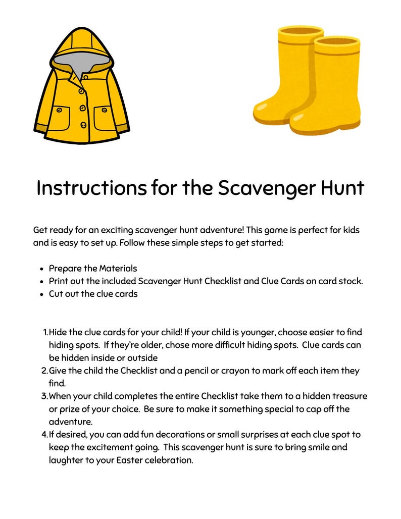 Printable Rainy Day Scavenger Hunt for Kids Fun Indoor Outdoor Activity ...