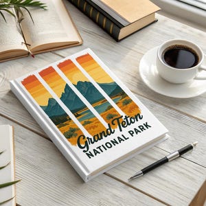 Grand Teton National Park Journal, Sunrise Notebook, Wyoming Landscape Stationery, Mountain Scene Travel Gift, Nature Lover Diary Park Lover