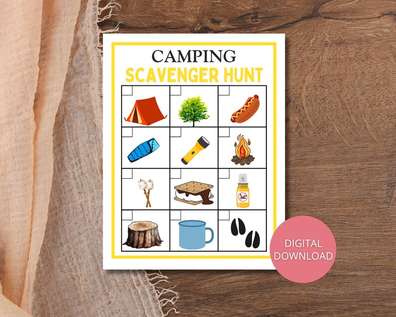Printable Camping Scavenger Hunt for Kids Fun Indoor Outdoor Activity ...