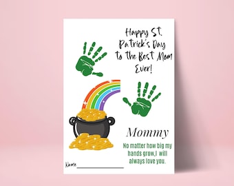 St Patrick's Day Handprint Craft, St Patrick's Day Handprint Art, Printable Activity Babies, Toddlers, Handprint Bundle, Daycare Activity