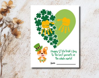 St Patrick's Day Handprint Art, St Patrick's Day Handprint Craft, Printable Activity Babies, Toddlers, Preschool Activity, Daycare Activity