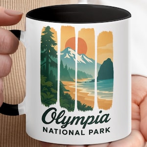 Mug Parc national d&#39;Olympie, tasse à café paysage rétro, cadeau nature vintage, souvenir de Washington, cadeau unique, aventure PNW, tasse de voyage