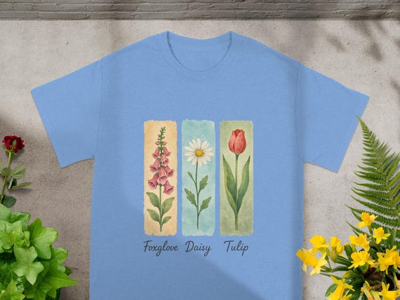 Foxglove Daisy Tulip Flowers T-shirt, Subtle Trump Tee, Floral