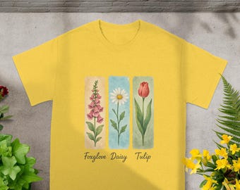 Foxglove Daisy Tulip Flowers T-shirt, Subtle Trump Tee, Floral